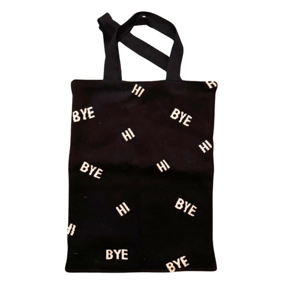 Hansel from Basel Black Knit Tote Bag with HI BYE - Picture 1 of 4